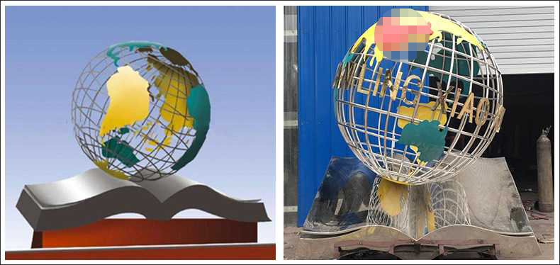 不銹鋼地球，景觀地球雕塑，學校地球儀擺件