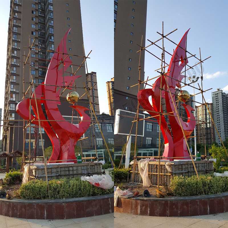 大型不銹鋼景觀雕塑，室外大型景觀雕塑，廣場不銹鋼標志